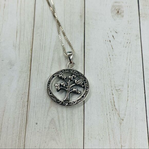 Sterling Silver One Family Many Hearts Necklace - Picture 3 of 4